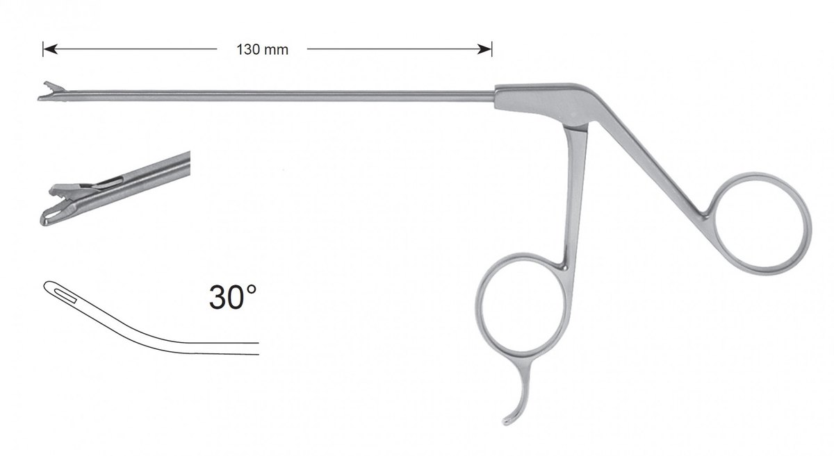 LW-49-0821, Punches without Slope Tip, Diameter of the shaft 3.50 mm, Width of bite 1.50 mm, straight/curved to right 300, working length 130 mm