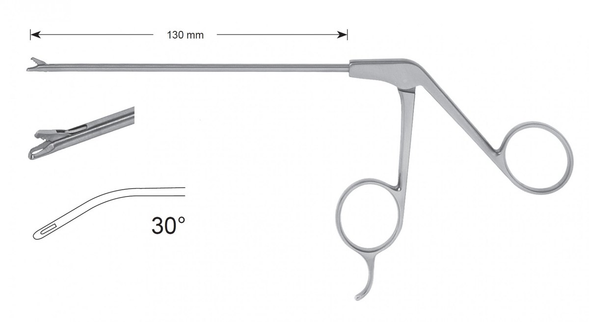 LW-49-0822, Punches without Slope Tip, Diameter of the shaft 3.50 mm, Width of bite 1.50 mm, straight/curved to left 300, working length 130 mm