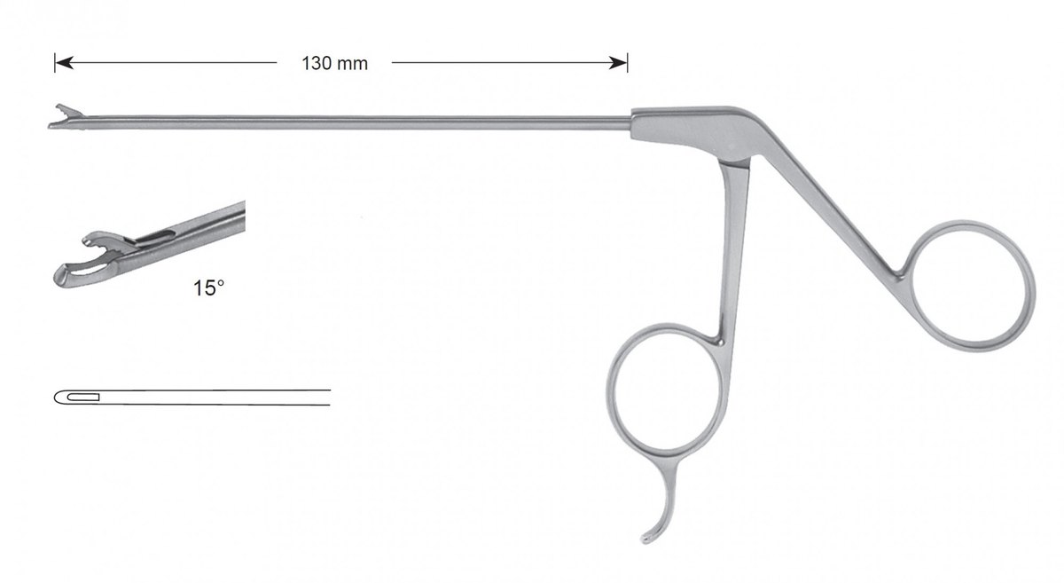 LW-49-0824, Punches without Slope Tip, Diameter of the shaft 3.50 mm, Width of bite 1.50 mm, angle upward 150/straight, working length 130 mm