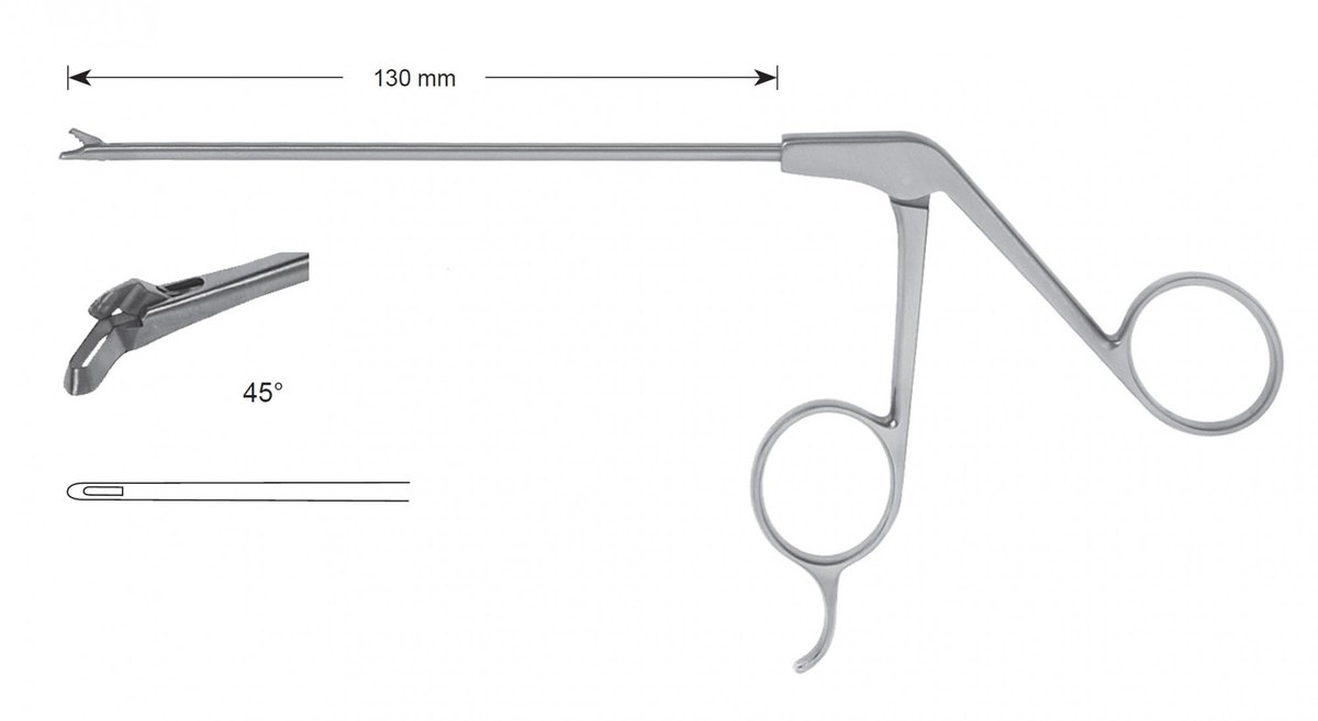 LW-49-0826, Punches without Slope Tip, Diameter of the shaft 3.50 mm, Width of bite 1.50 mm, angle to left 450/straight, working length 130 mm