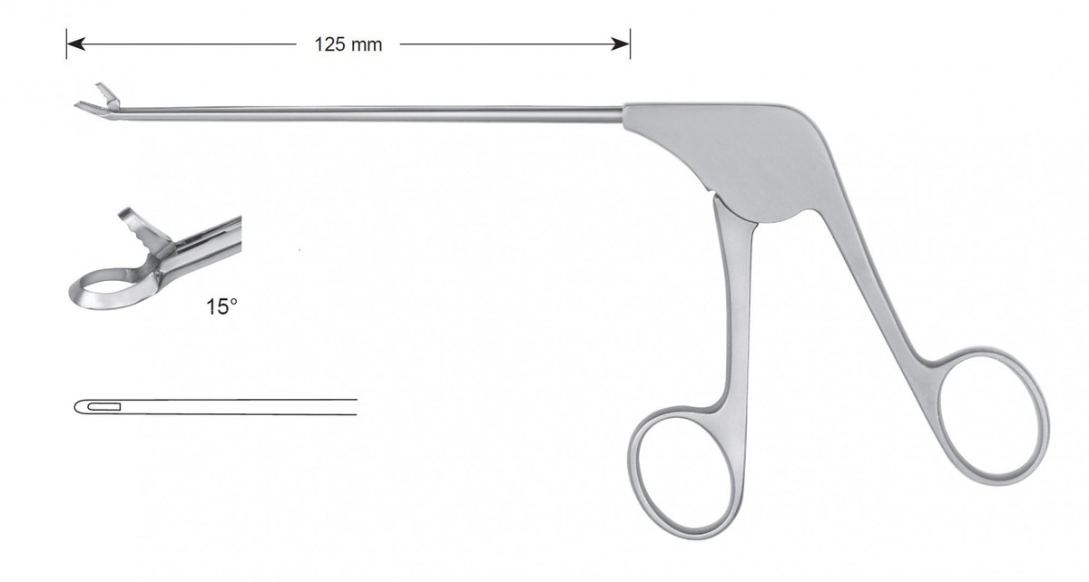 LW-49-1250, Punches without ceramic coating, Diameter of the shaft 3.6 x 4.1 mm, Width of bite 4.40 mm, Width of jaws 6.8 mm, angled upward 150/straight, working length 125 mm