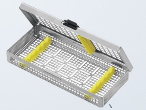 AE-JG837R, dental tray, includes instrument racks (AE-JG400 + AE-JG401) for 6 instruments 188 x 84 x 30 mm