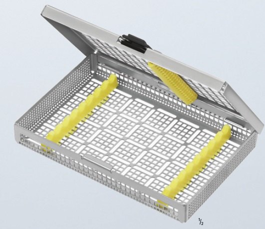 AE-JG388R, dental tray, includes instrument racks (AE-JG400 + AE-JG401) for 9 instruments 188 x 125 x 30 mm (flat)